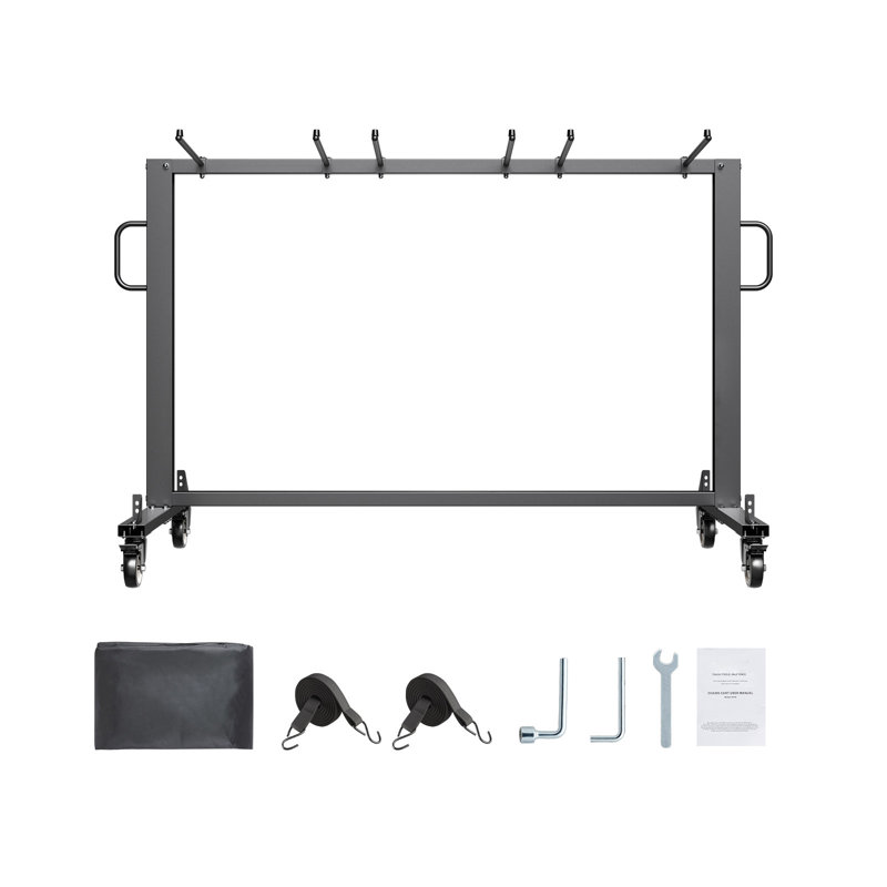 400 lbs Capacity Steel Folding Chair Rack Cart Black Foldable Design