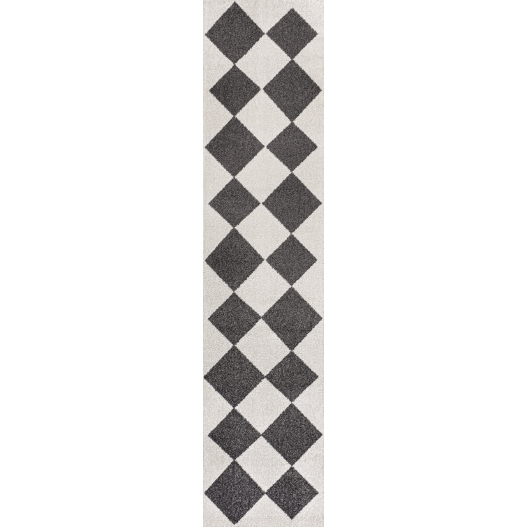 Utgard Classic Geometric Diamond Pattern White/Dark Gray Rug