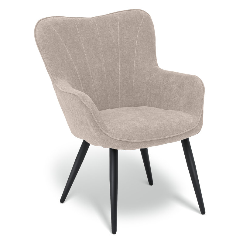 Khysen Upholstered Accent Chair, Modern Armchair Vanity Chair Reading Chair with Solid Metal Legs, Beige