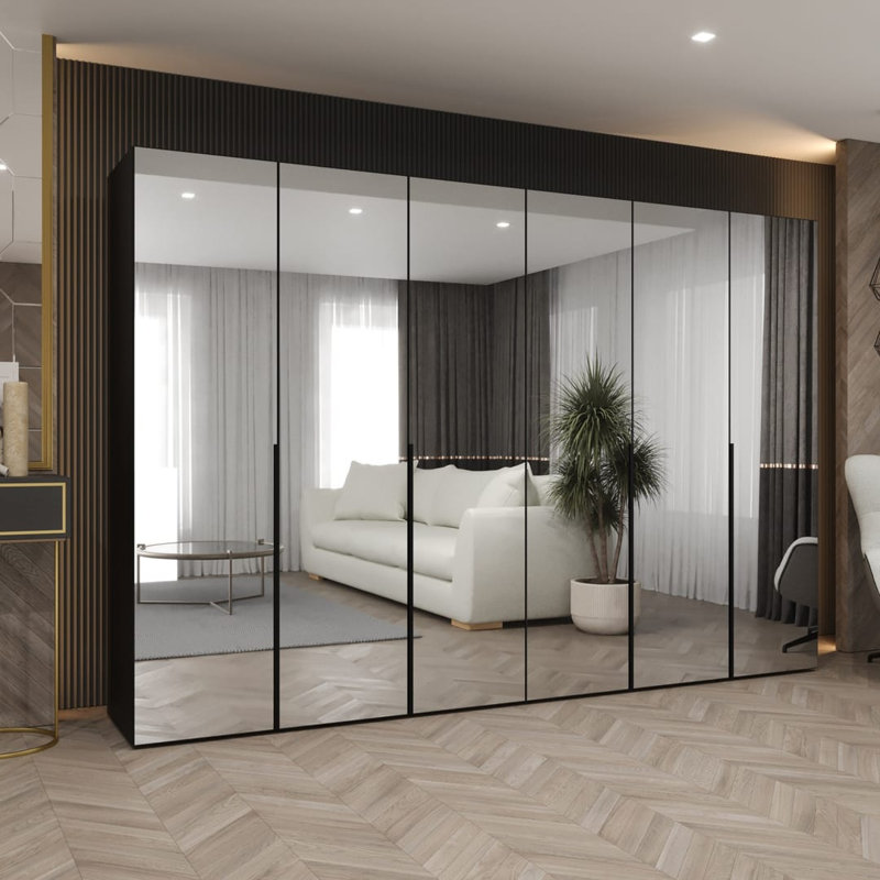 Bia 6 Door Manufactured Wood Wardrobe, Black