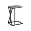 Contemporary Taupe End Table - With Metal Detail Snack Top And Frame
