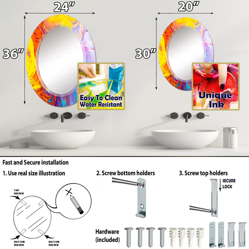 Miroir de salle de bain sans cadre, 36 po x 24 po