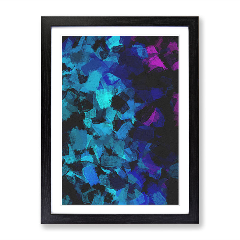 Heart Of Gold Abstract - Single Picture Frame Painting, 34cm H x 25cm W x 2cm D, Black