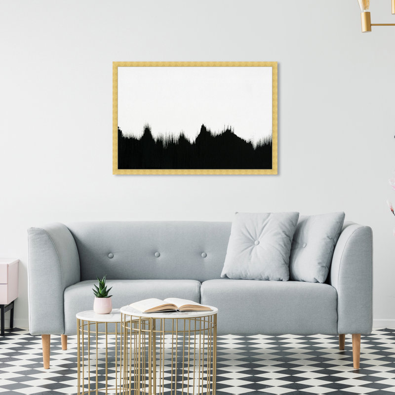 «Black and White Abstract Shades» par Oliver Gal - reproduction, H 22 po x l 22 po, Cadre doré