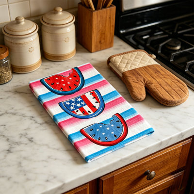 Patriotic 4th Of July Microfiber Kitchen Towel, Highly Absorbent Dish Cloth For Independence Day Decor, 23.6x15.7in White