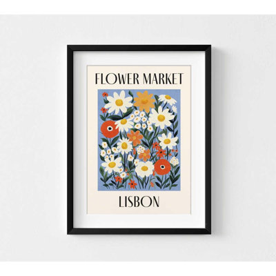 «Flower Market Lisbon», reproduction d'art rétro de voyage