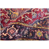 Elegant Wool Oriental Area Rug in Red/Charcoal