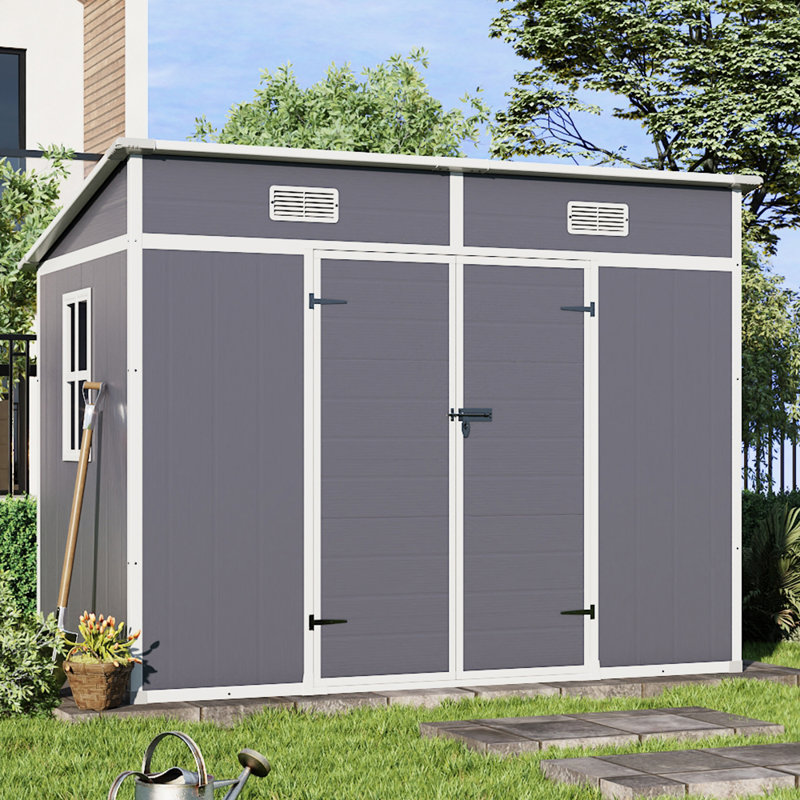 8ft W x 4ft D Pent Plastic Tool Shed