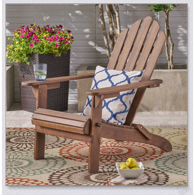 Chaise Adirondack pliable en bois d'acacia avec conception à lattes classique pour une détente en plein air et un confort peu encombrant