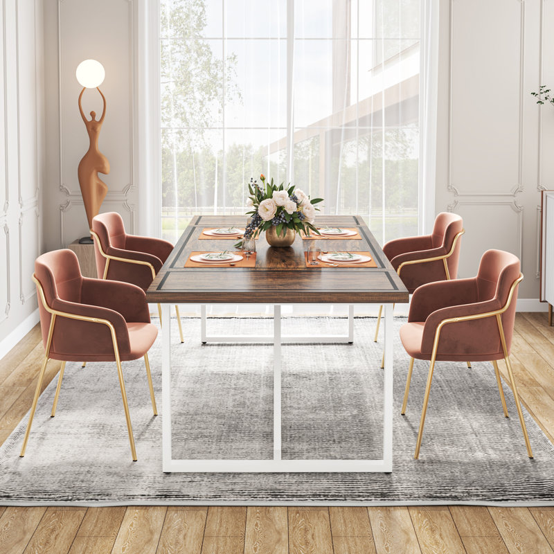 Table de salle à manger Waltraude, Noyer, Blanc