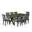 Ensemble de salle à manger 9 pièces comprenant une table rectangulaire à pattes en X et 8 chaises rembourrées en lin gris foncé Gotham.-1099292833-1099292846