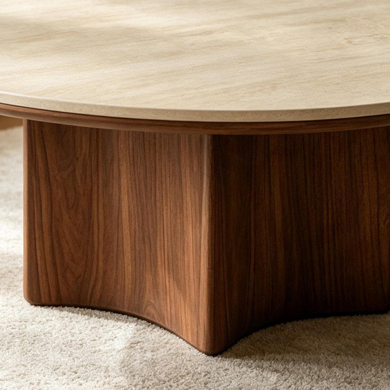 Table basse en ardoise résistante à la chaleur Design luxueux, H 14,96 po x l 35,43 po x P 35,43 po
