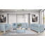 Table basse en chenille bleu sarcelle clair