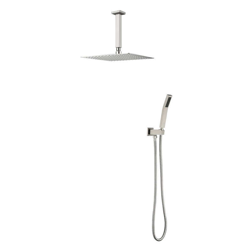Pomme de douche carrée 12 pouces avec pomme de douche à main (sans valve de contrôle)