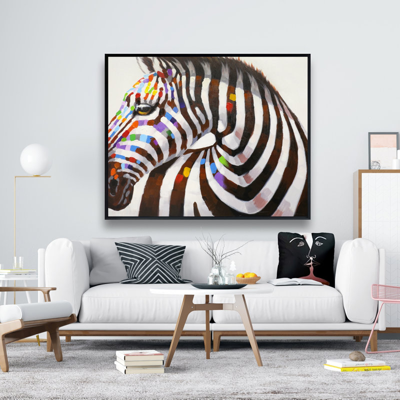 Colorful zebra - Black Contemporary Framed Canvas | Home Decor