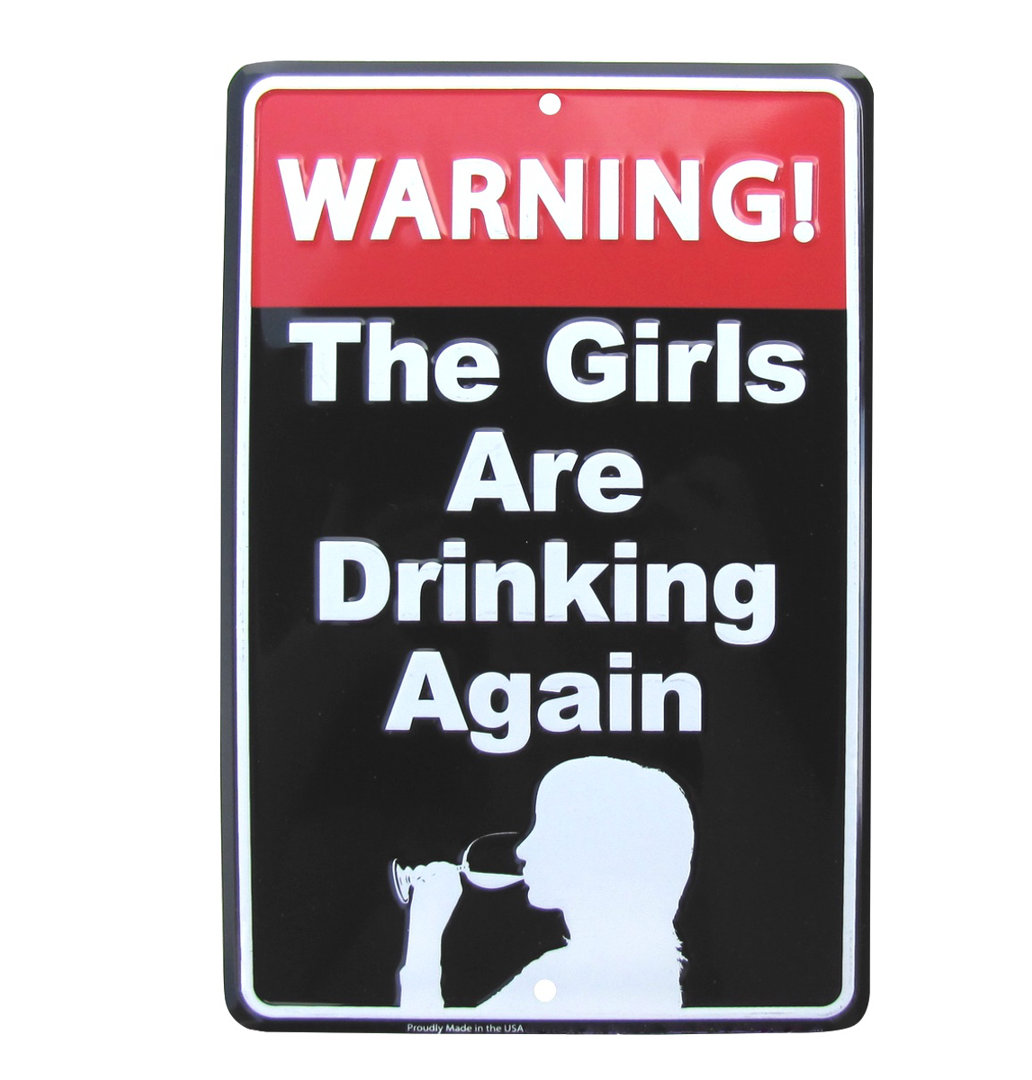 Danger Warning The Girls are Drinking Again Funny Sign Bar Pub Wall Decor Treasure Gurus