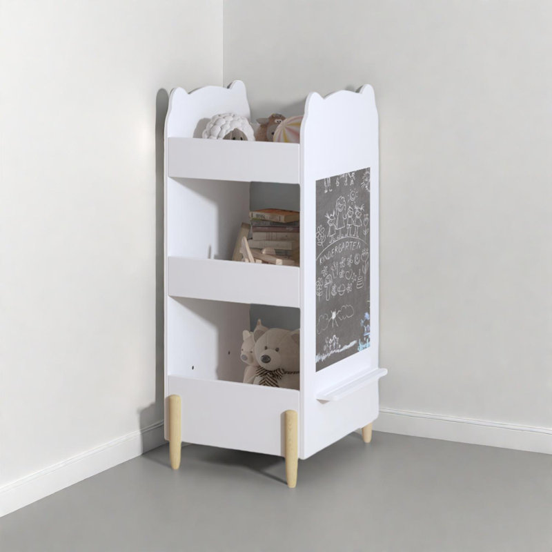 Bibliothèque pour enfants en forme d'ours avec tableau noir et rangement à 3 niveaux