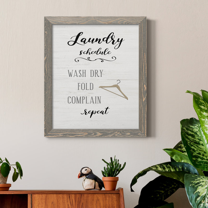 Laundry Complain - Art textuel sur toile, Encadré gris, H 24 po x l 18 po x P 1,5 po