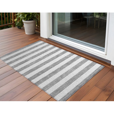 Tapis intérieur antidérapant à rayures grises et blanches 2 pi x 3 pi
