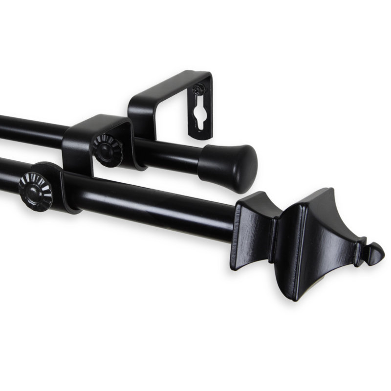 Tringle à rideaux double Esta, Noir, 84 po à 120 po