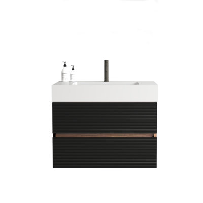 30-inch bathroom vanity with integrated white gloss basin