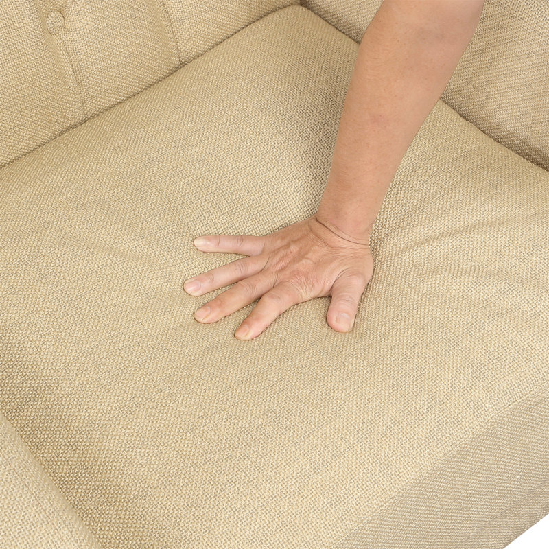 Fauteuil à oreilles classique rembourré beige, Beige