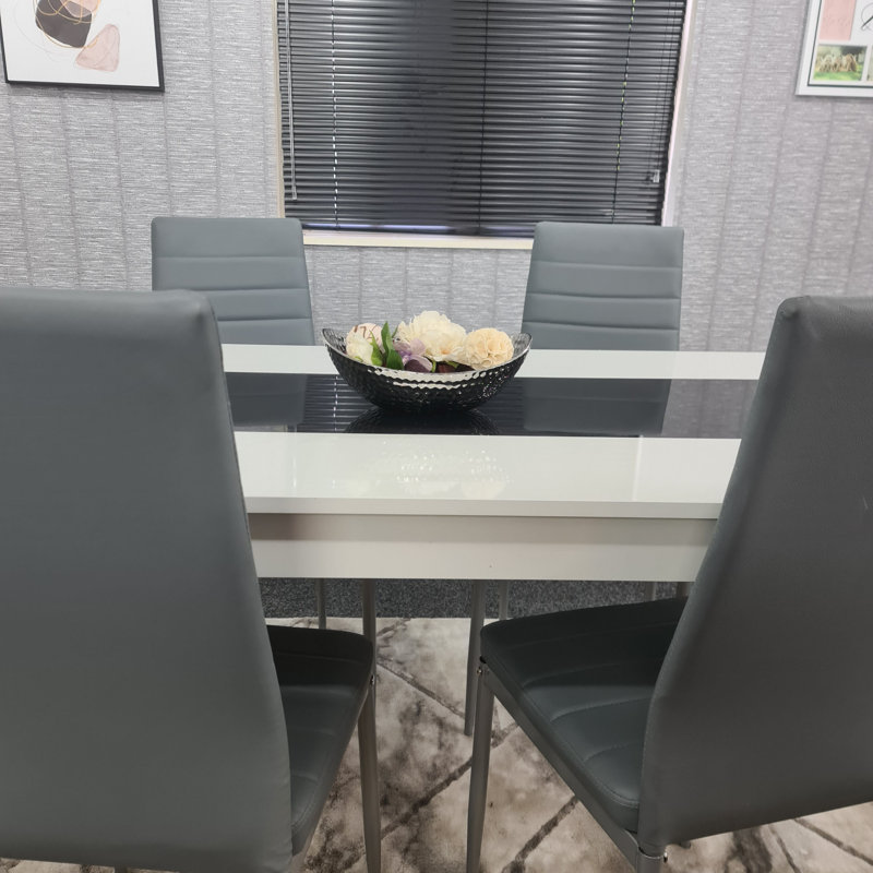 Rumley 6 - Person Dining Set, 5 Pieces: Table,4 Chairs, 75cm H x 117cm W x 77cm D, Gray