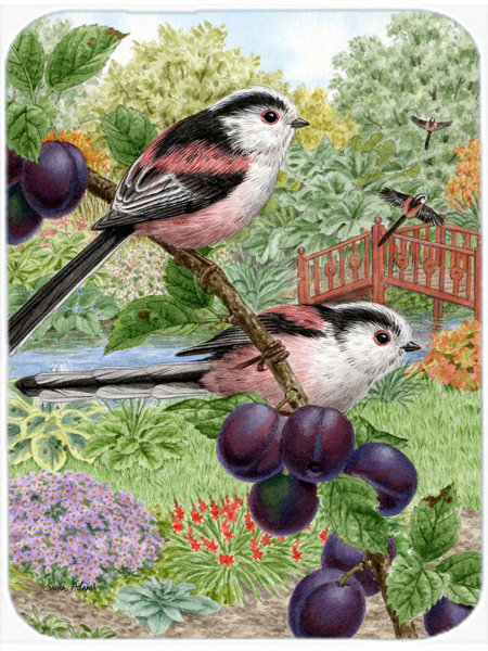 Long Tailed Tits Wood Glass Cutting Board