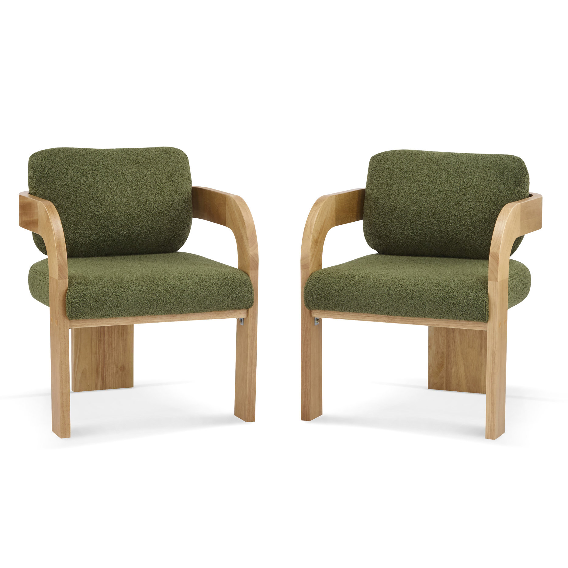 One Allium Way® 2 Boucle Dining Chairs With Solid Wood Frame And Lumbar ...