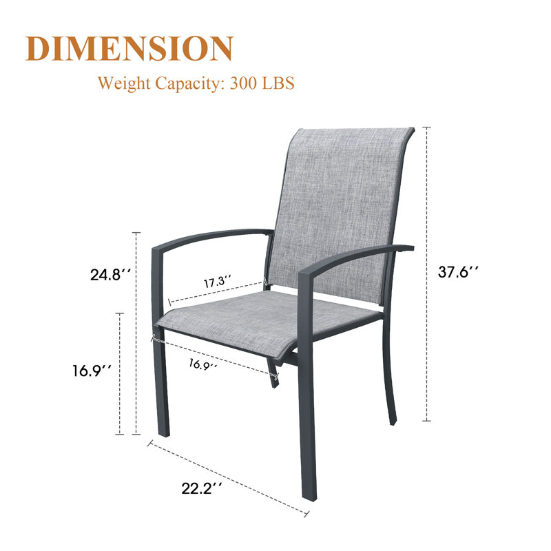 Chaises de salle à manger d'extérieur pour patio, Gris