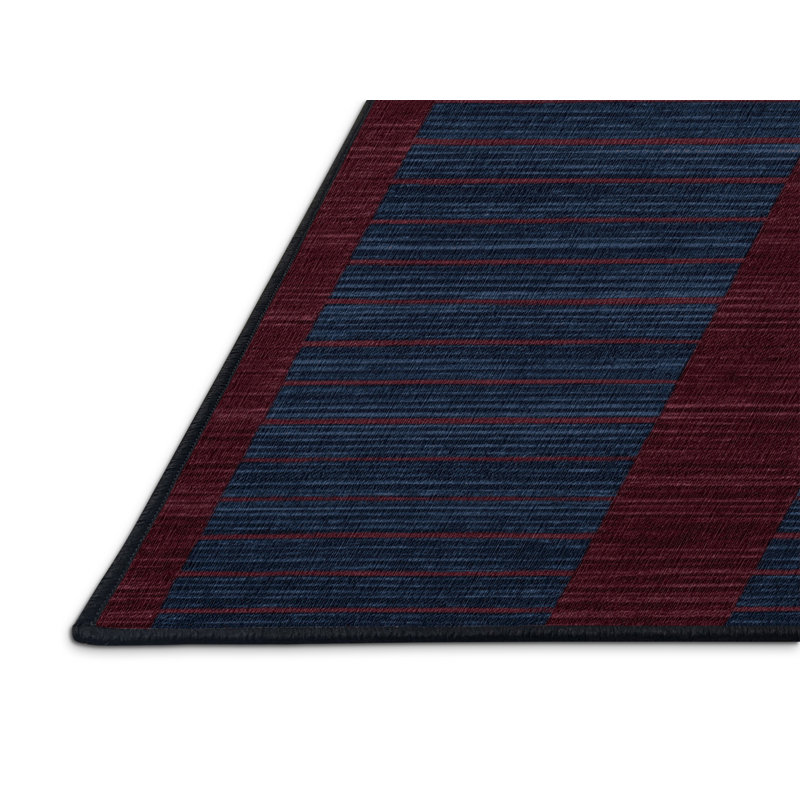 Tapis gris à rayures horizontales lavable à la machine, Rond 7 pi