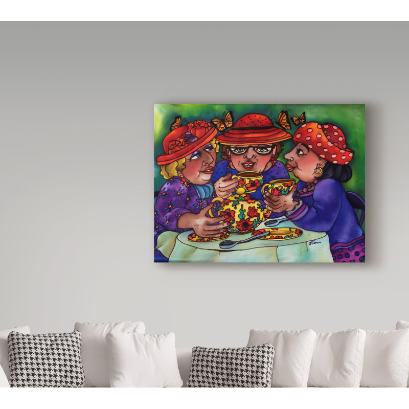 «Tea for Three» de Gulabacha, reproduction d'art sur toile tendue, H 18 po x l 24 po x P 2 po