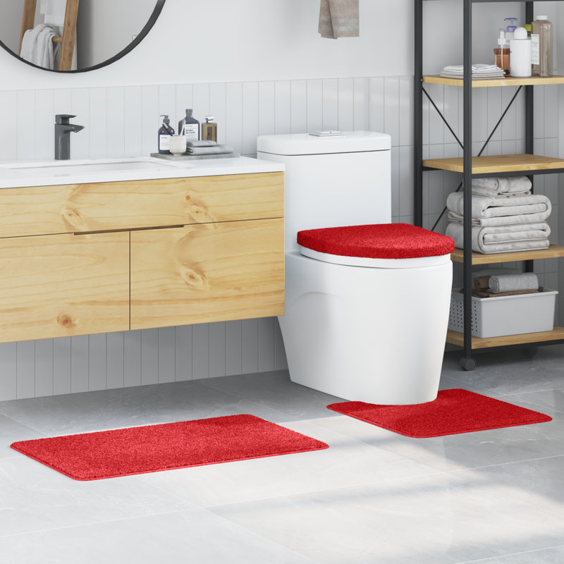 Polyester Medium Non-Slip Bath Mats Rectangular Modern, Red