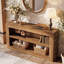 Console étroite de 63 po avec tablettes de rangement à 2 niveaux, longue table d'entrée avec panneau arrière arrière, table de canapé de style campagnard derrière le canapé pour le couloir et le salon