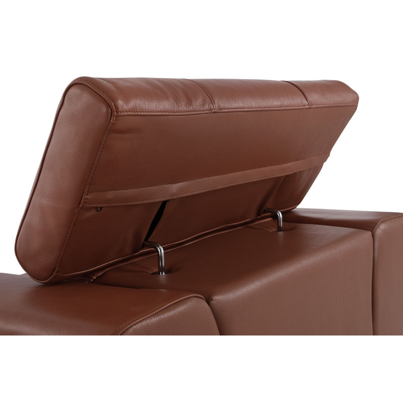 Camel Genuine Leather Chair with Adjustable Headrests, Camel