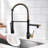 Kitchen Faucet With Pull Down , Matte Black And Gold, Single Handle, 360 Rotatable, For Use Faucet, Lever, Rotation, Sink-1888189634