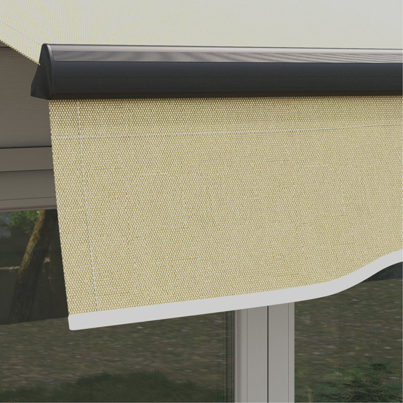 Auvent rétractable 8 pi x 6,5 pi, abri de soleil pour la terrasse avec fonctionnement manuel, tissu protégé de 280 g / m², structure en aluminium robuste, auvent beige pour terrasse et balcon de 6,5 pi, réglage du parasol, toile, structure solide