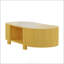 Table basse ovale cannelée avec rangement, bois d'hévéa massif, 1 tablette et 2 portes ouvertes, parfaite pour les salons modernes-304017559