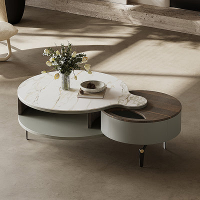 Table basse italienne en pierre frittée minimaliste
