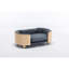 Lit pour chien surélevé de style scandinave avec pattes en bois massif et dossier en bois cintré, coussin en velours, taille moyenne, gris foncé
