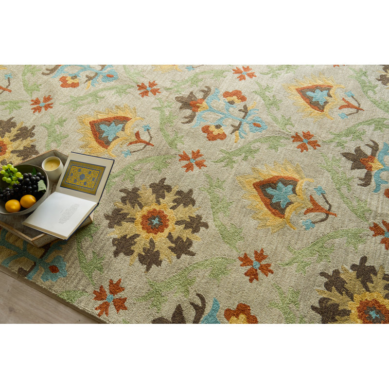 Savannah Hand Tufted New Zealand Wool Beige/Multi Area Rug, 9'X12'