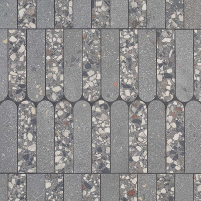 Kobe 2x8 Fish Scale Matte Terrazzo Look Porcelain Mosaic Tile