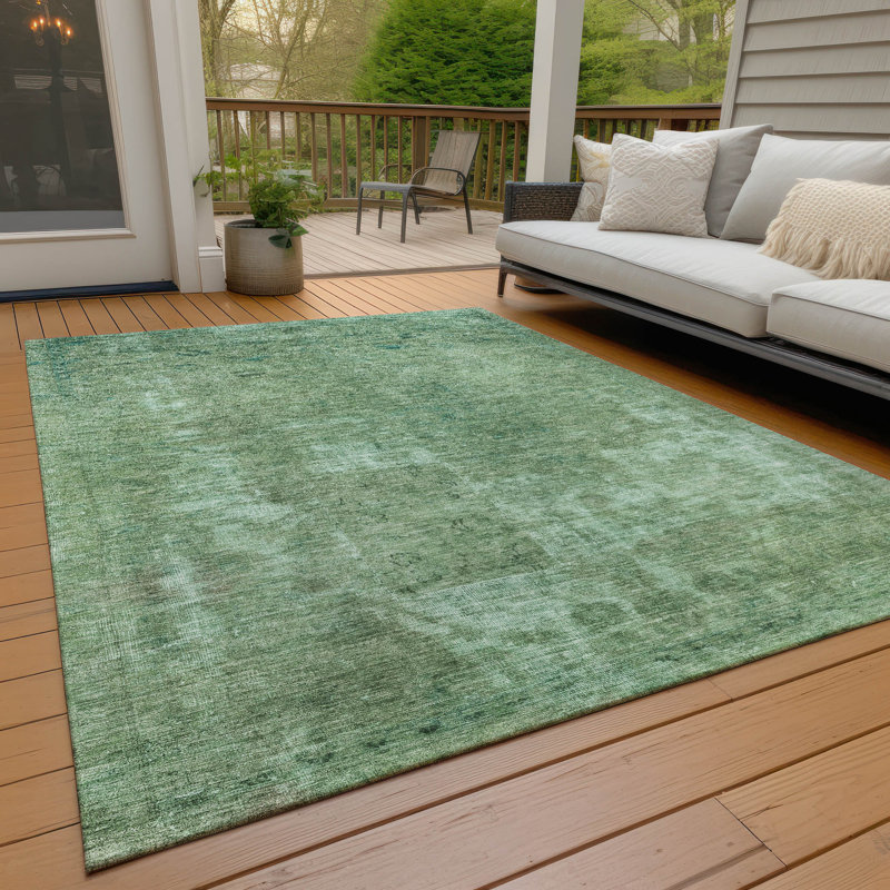 Machine Washable Indoor/Outdoor Claudian ACN1629 Sage Rug, Rectangle 9' x 12'