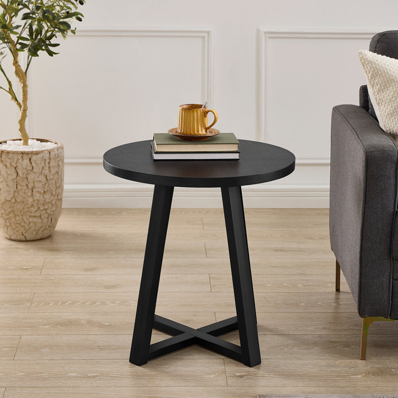 Modern Harmony Wood Round End Table, Black