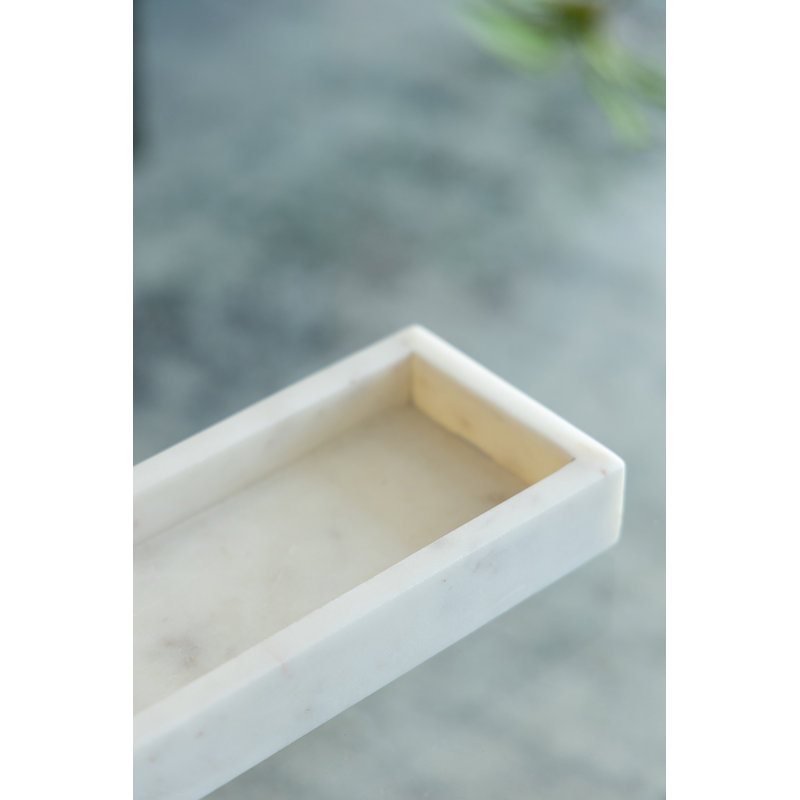 Plateau en marbre Joyelle - 12,5 x 4 po - blanc
