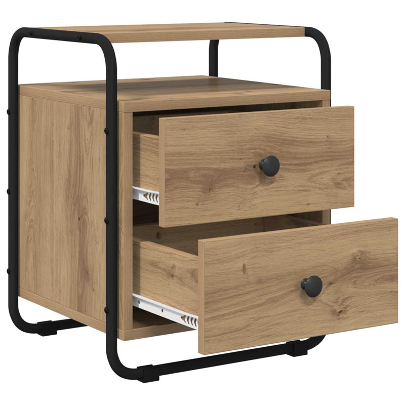 40 cm W Bedside Table, Artisan Oak
