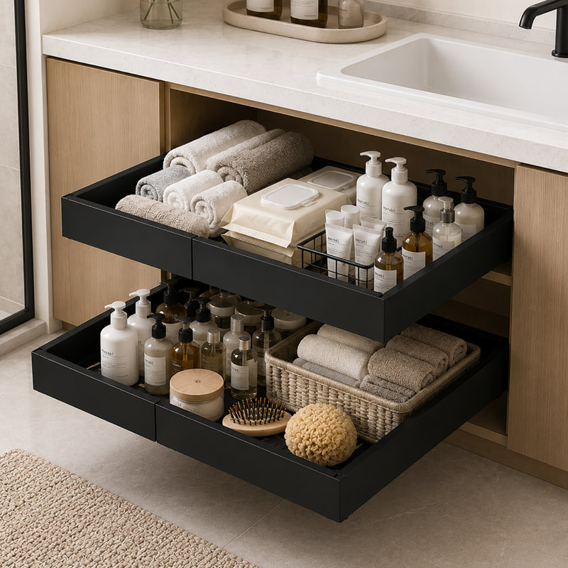 1 Pack Expandable Pull-Out Cabinet Organizer Drawer For Kitchen Storage Cabinets