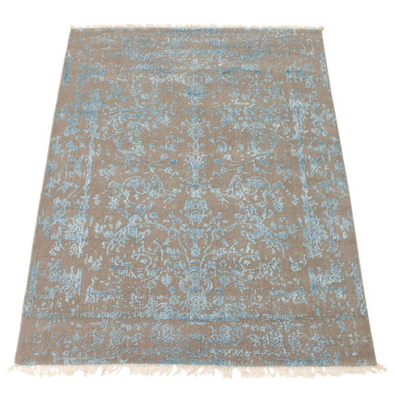 Tapis gris noué à la main Massie