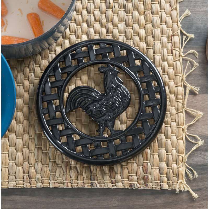 Trivet de coq en fonte August Grove, Noir