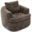 Fauteuil d'appoint touffeté tonneau pivotant à 360 ° en chenille de ton brun pour salon-1096975872